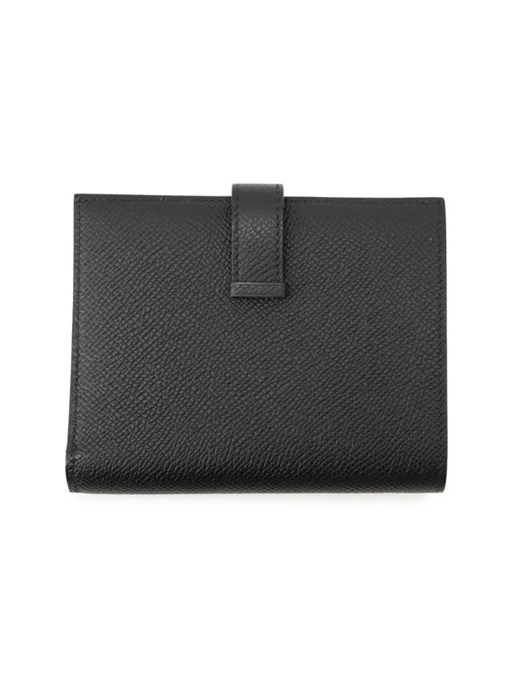 Hermes Bifold Wallet Bearn Compact Black Silver Epsom